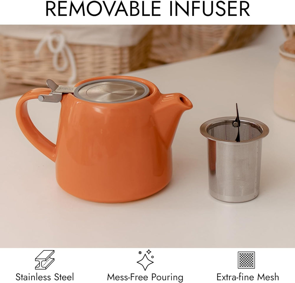 
                  
                    posud Ceramic Teapot with Infuser – Small Porcelain Loose Leaf Teapot for 2 – 550ml / 18.6 Oz Stump Tea Pot for 2 Cups with Strainer (Orange)
                  
                