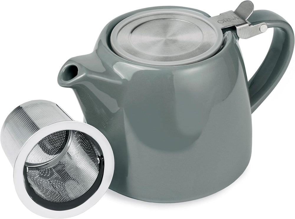 
                  
                    ORNA Ceramic Teapot with Basket Infuser and Stainless Steel Lid in Grey, 18.6 Oz (550ml)
                  
                