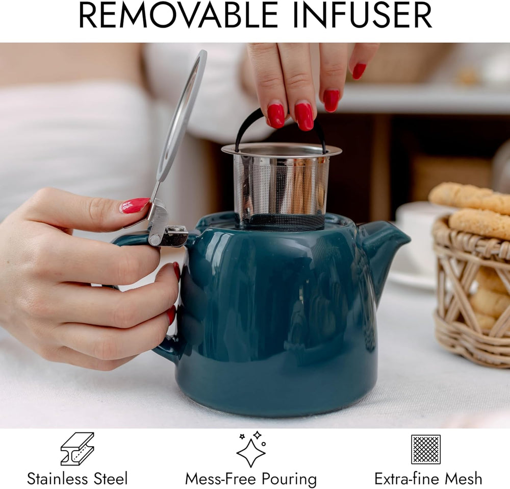 Clear Glass Teapot With Strainer - Tea Master 13.5oz