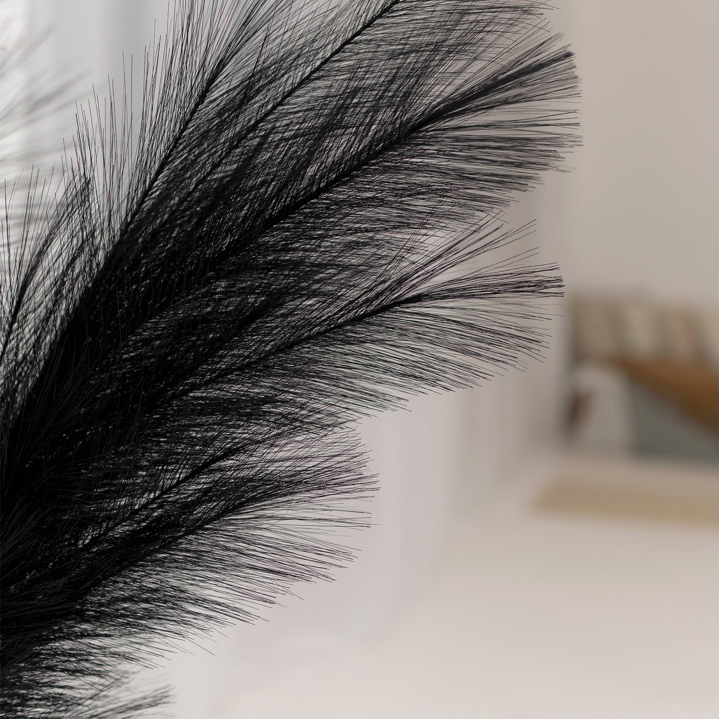 Extra fluffy and tall artificial pampas ORNA in Black, 3 stems set, Giftbox